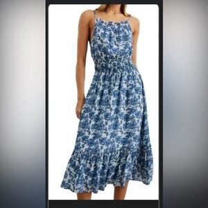 Floral Blue Midi Dress